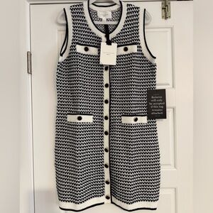 Tuckernuck Navy Stripe Bardot Dress - Large